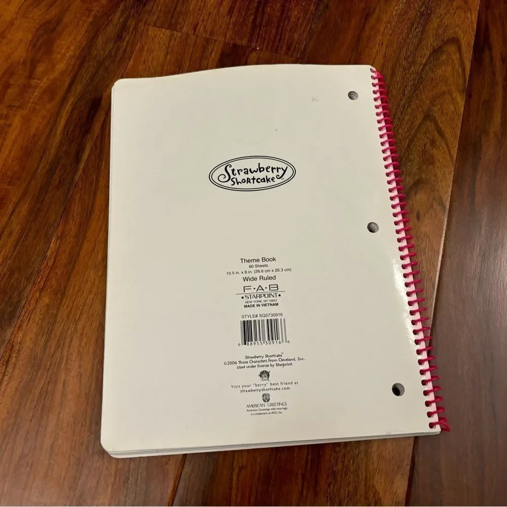 Strawberry Shortcake y2k 2006 lined paper spiral notebook unused